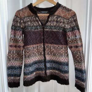 peruvian connection cardigan Alpaca Button Close Long Sleeve S Multi Luxury Soft